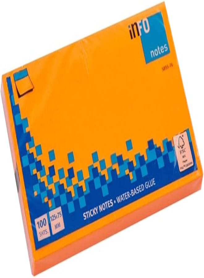 Info 5855-76 Spring Sticky Notes, 125x75 (3x5), 100 Sheets, Orange